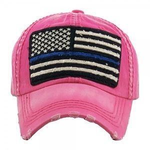 Pink faded distressed American flag baseball cap